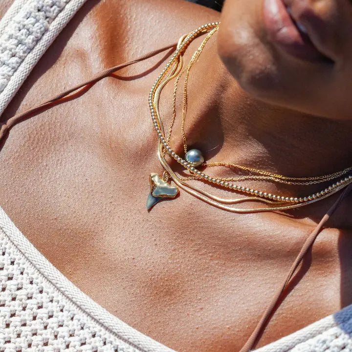 Black Gold Dipped Shark Tooth Necklace