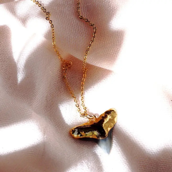 Black Gold Dipped Shark Tooth Necklace