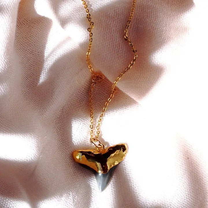 Black Gold Dipped Shark Tooth Necklace